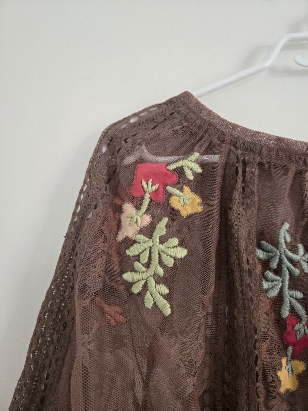 Matthew Williamson Brown Lace Poet Blouse Top UK Size 8 USA Size Small - Picture 5 of 6